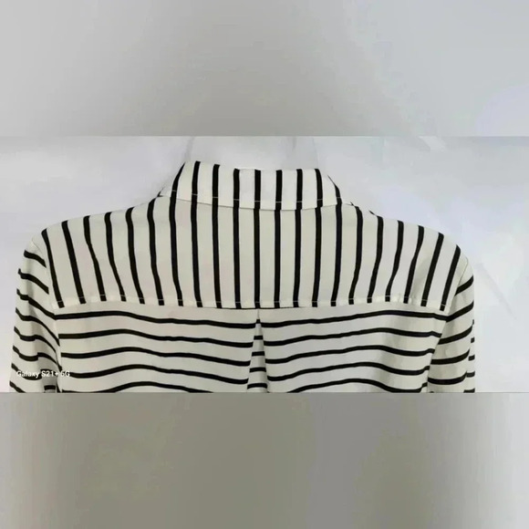 The Limited Extra Small Long Sleeve Black & White Striped Career Blouse - Picture 4 of 9